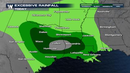 Flash Flooding Expected Thursday in East Texas, Louisiana