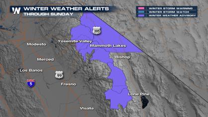 Snow Falling Across the California Mountains