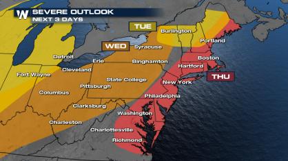 Northeast: 3 Days of Severe Weather Chances