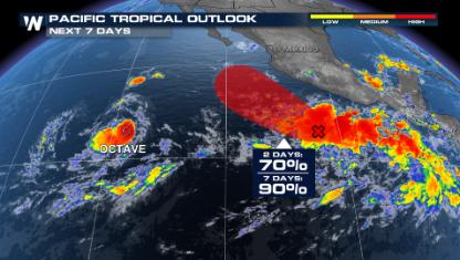 Tropical Storm Octave Spinning in the Pacific