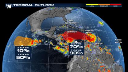 Invest 98-L Getting Organized in the Caribbean