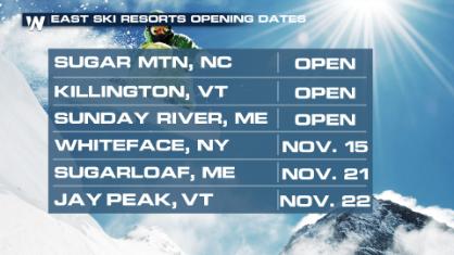 Cold Weather Helps Several East Coast Ski Resorts Open Early
