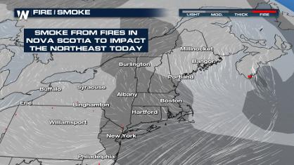 Smoke from Nova Scotia Impacting the Northeast Today