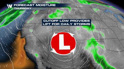 Cutoff Low Brings Daily Storm Chances to the Southwest