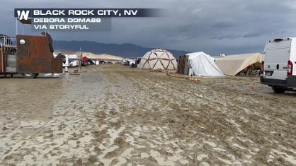 Burning Man Festival: Storms Turn Dust-Bowl into Muddy Fields