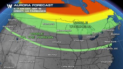 Aurora Likely Visible Early Tuesday Morning for the Northern U.S.