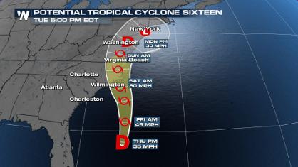 Tropical Storm Warnings Issued for the Mid-Atlantic