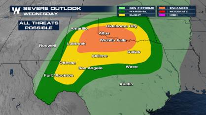 Severe Weather Chances in Southern Plains