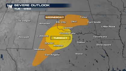 Cold Front Sparks Storms in Texas Tuesday & Wednesday