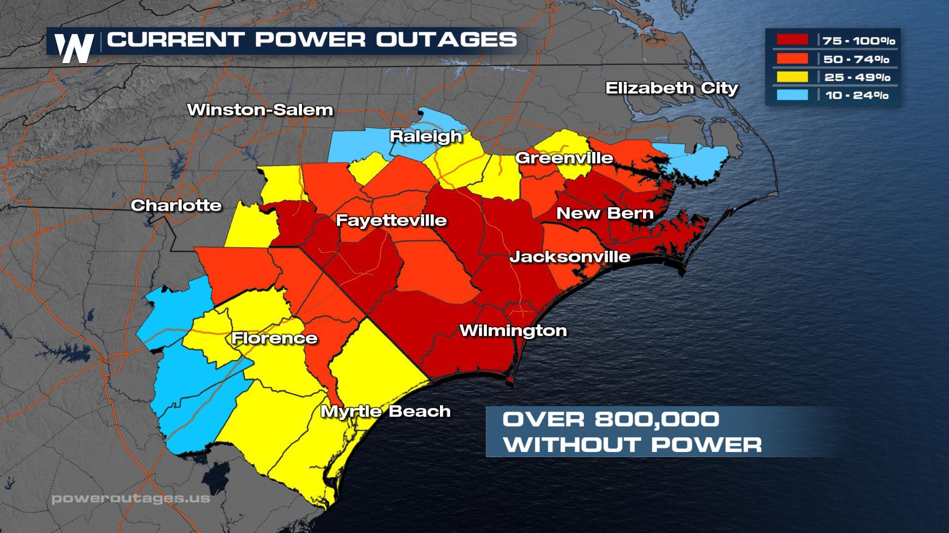 More than 800,000 Power Outages Across Carolinas - WeatherNation