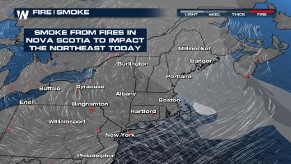 Smoke from Nova Scotia Impacting the Northeast Today