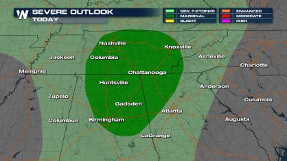 Storms Sunday & Monday in the Southeast