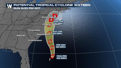 Tropical Storm Warnings Issued for the Mid-Atlantic