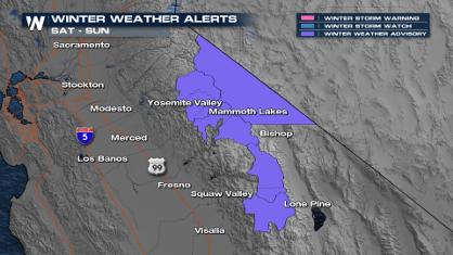 Snow Falling Across the California Mountains