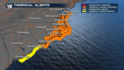 Tropical Storm Warnings Issued for the Mid-Atlantic