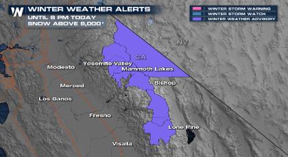 Snow Falling Across the California Mountains
