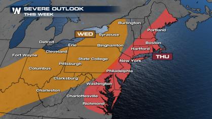 Storm Chances Hit the Northeast Midweek
