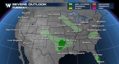Scattered Thunderstorms from Coast to Coast