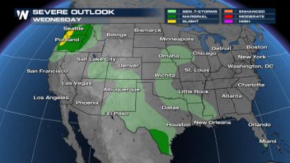 Scattered Thunderstorms from Coast to Coast