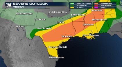 Severe Thunderstorms Expected Across The South Friday