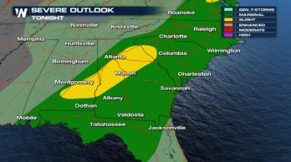 Severe Thunderstorms Expected Across the South Sunday