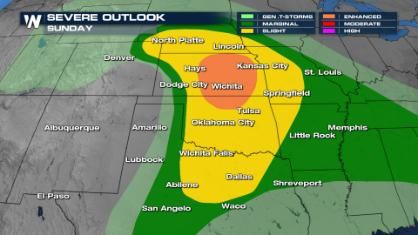 Severe Weather Threat Looms Over Central and Southern Plains Into Next Week