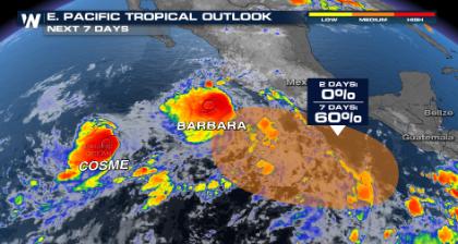 Barbara and Cosme Strengthen in the Eastern Pacific