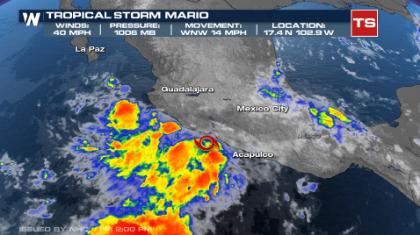Eastern Pacific: Mario Forms Along Mexico Coast
