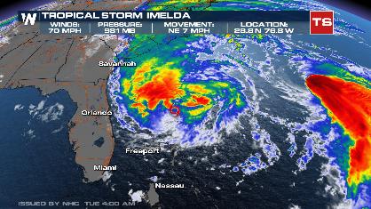 Tropical Storm Imelda Makes Close Call With Southeast