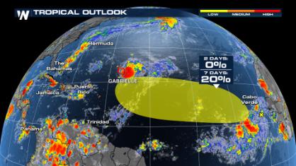 Gabrielle Churns in the Atlantic, Another Tropical Wave Emerges
