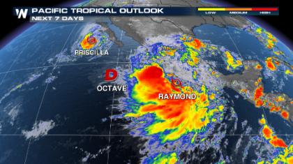 Eastern Pacific: Priscilla and TD17-E Target Mexico, Desert SW with Downpours