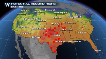 Record Heat Spreads into the Plains