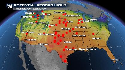 Record Heat Spreads into the Plains