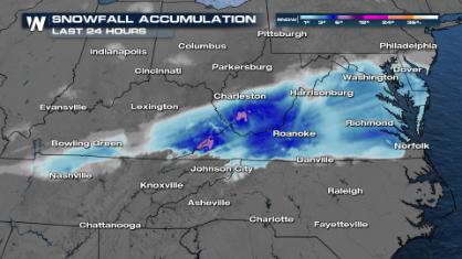 Snow & Ice Lingers for the Mid-Atlantic & Appalachians
