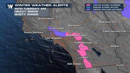 Winter Storm Warnings Issued Outside of LA, San Diego