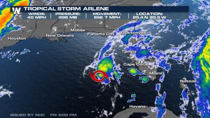 Tropical Storm Arlene Moves Towards Cuba