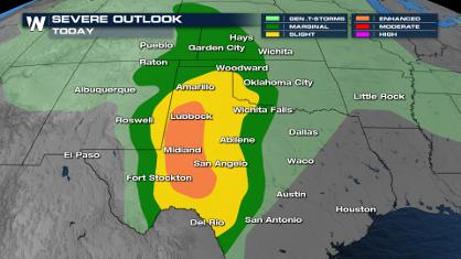 Enhanced Risk through West Texas Today
