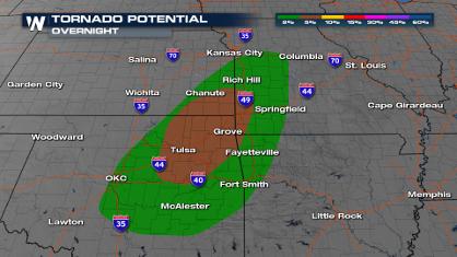 Tornado Threat: Missouri to Oklahoma Overnight