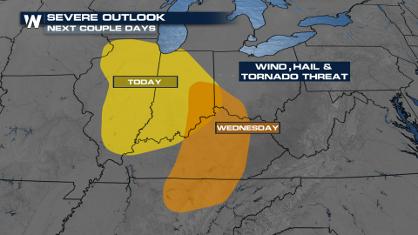 Isolated Severe Threat for Illinois and Indiana Tuesday