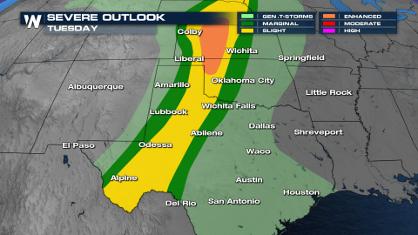 Severe Weather Chances in Southern Plains