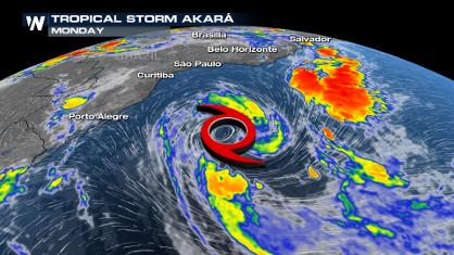 Tropical Storm Akará forms off Brazilian Coast