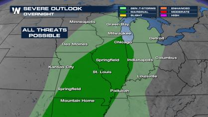 Active Monday in the Midwest, Storms Move East Tuesday