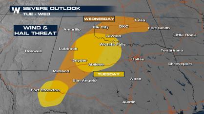 Front Sparks Storms in Texas Tuesday & Wednesday