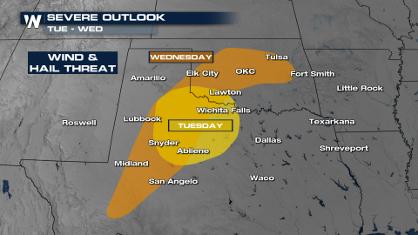Front Sparks Storms in Texas Tuesday & Wednesday