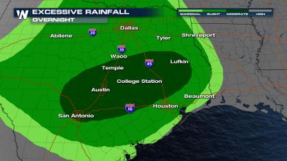 Texas Flood Threat Continues Overnight