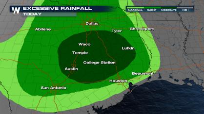 Bullseye of Flooding in Texas Today